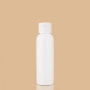 Milky white Boston bottle for cosmetic and pharmaceutical packaging with secure white cap
